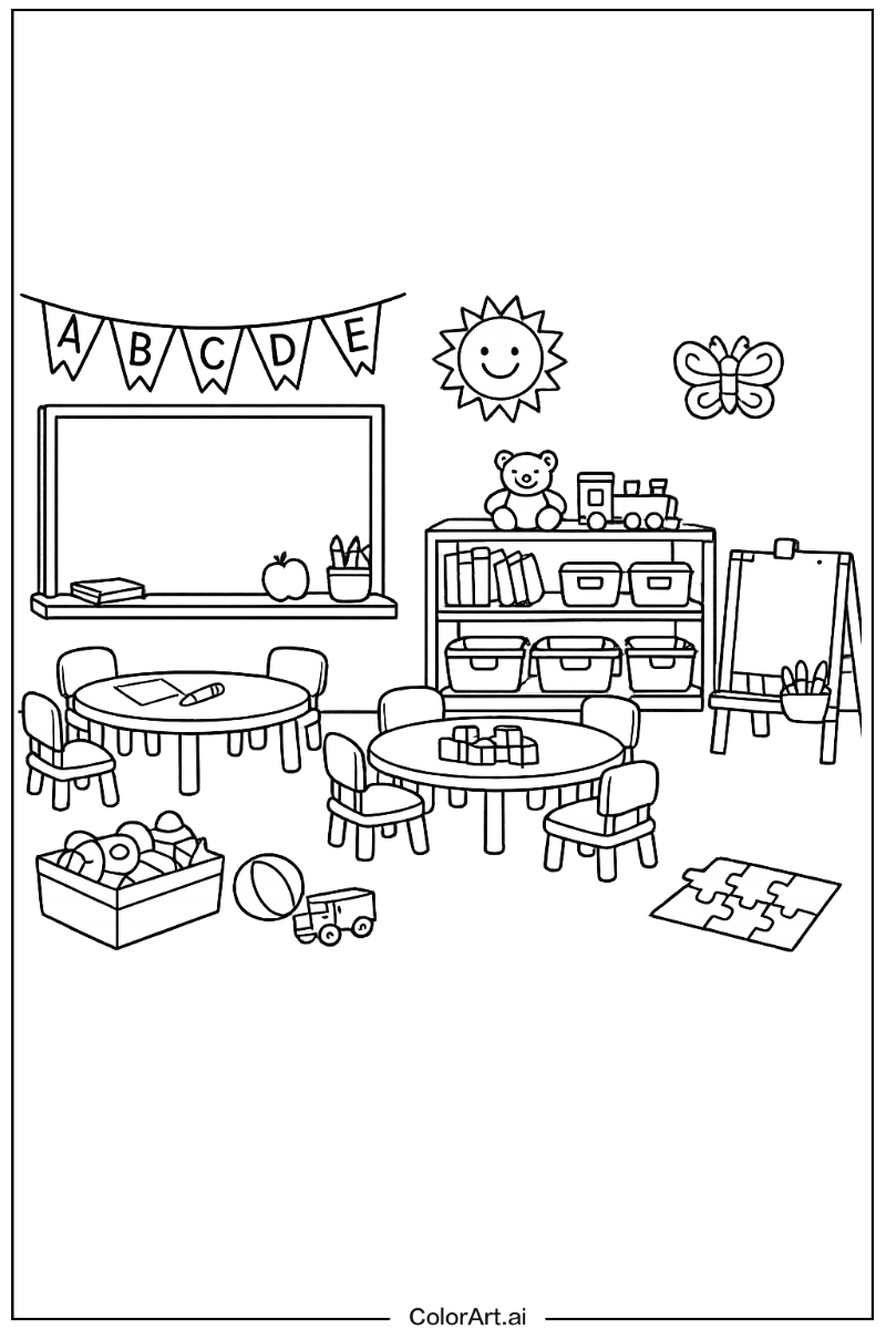 Kindergarten with Kindergarten classroom Theme