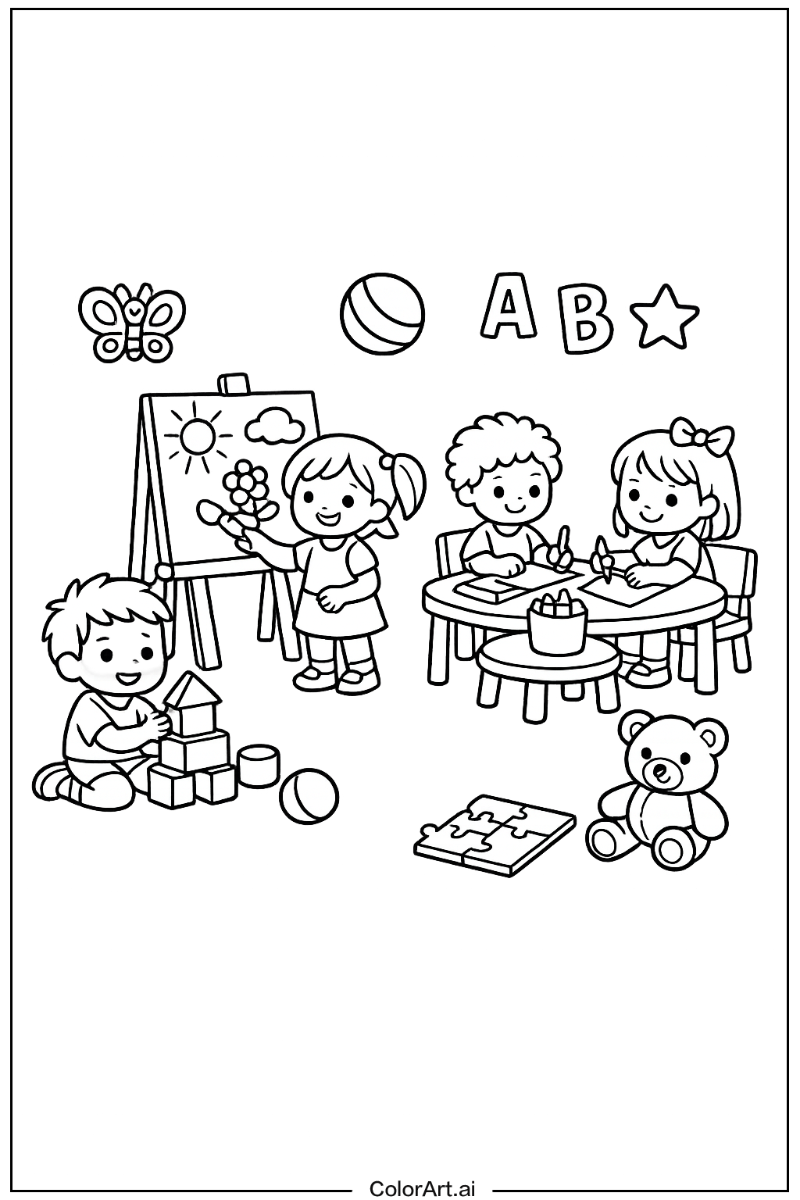 Kindergarten with Kindergarten students Theme