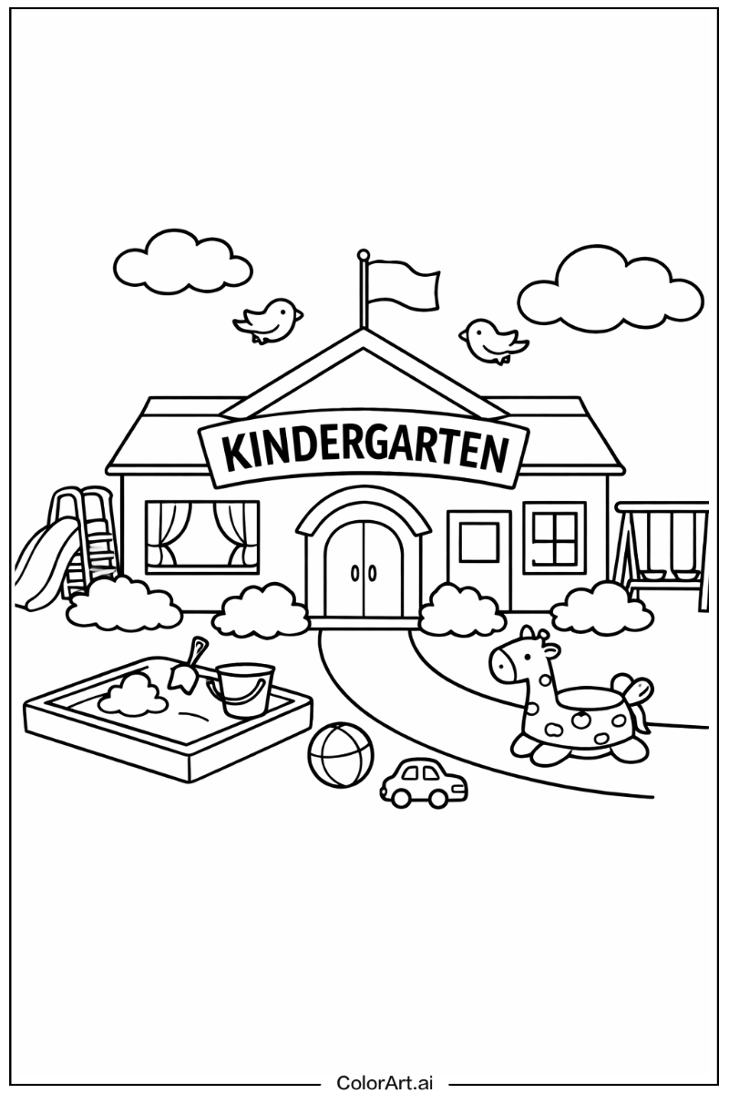 Kindergarten school building Kindergarten Scene