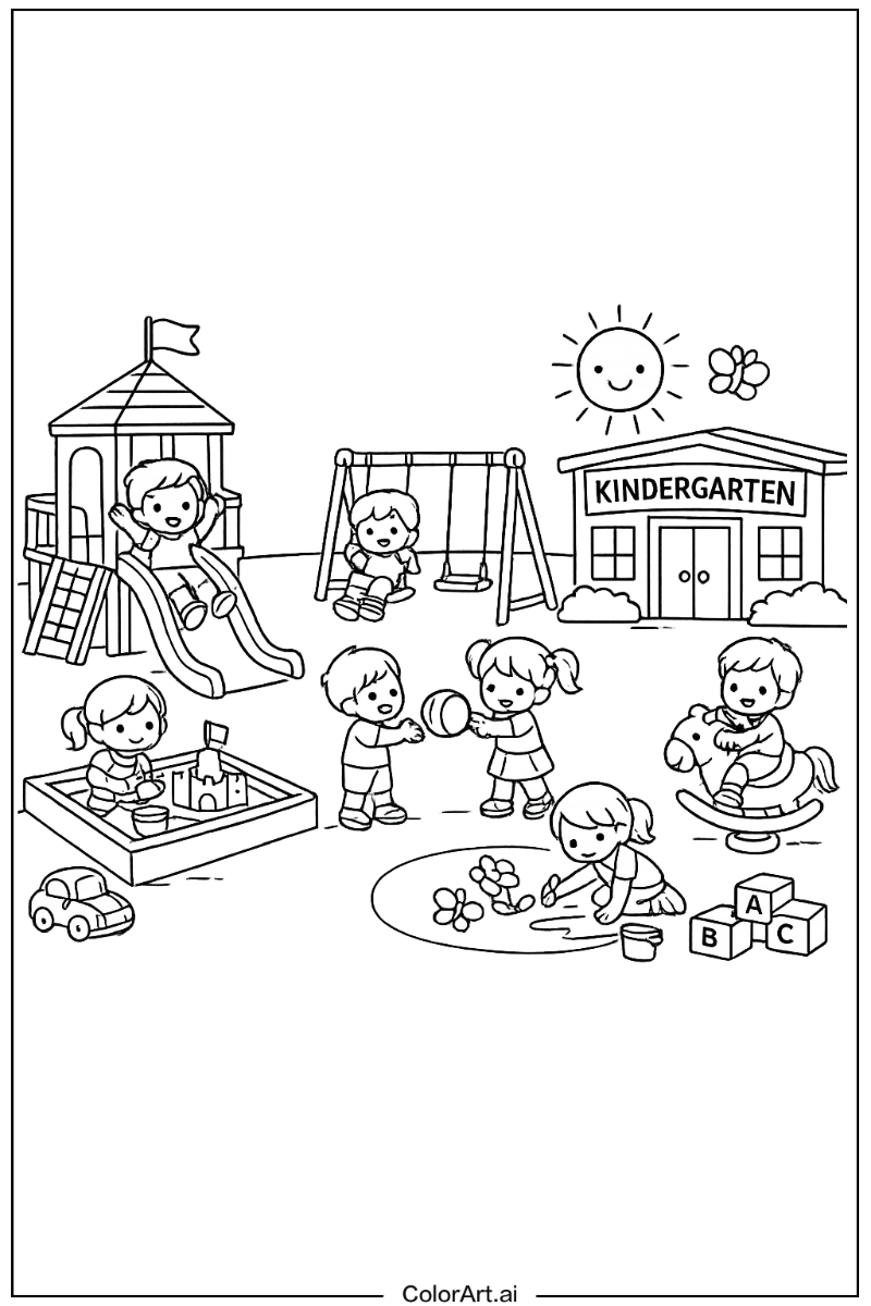 Kindergarten outdoor play Kindergarten Scene 2