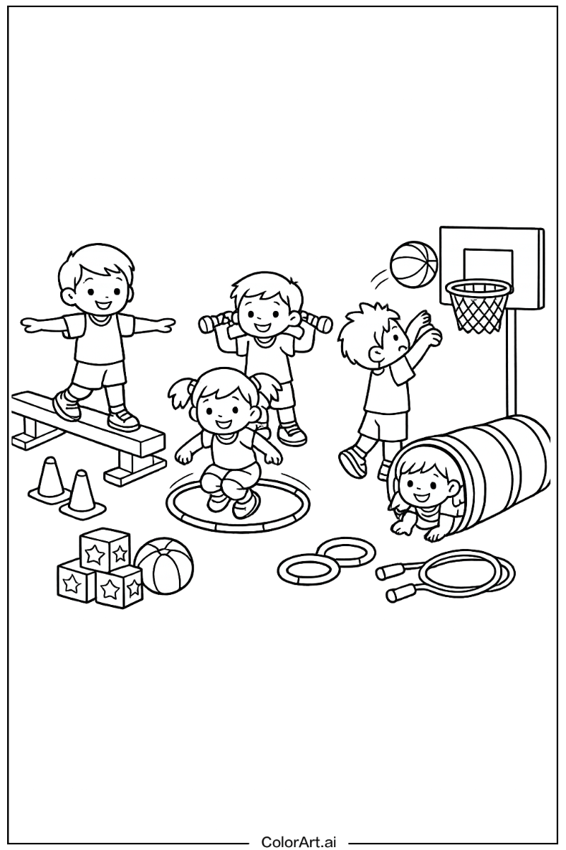 Kindergarten physical education Kindergarten Scene 2