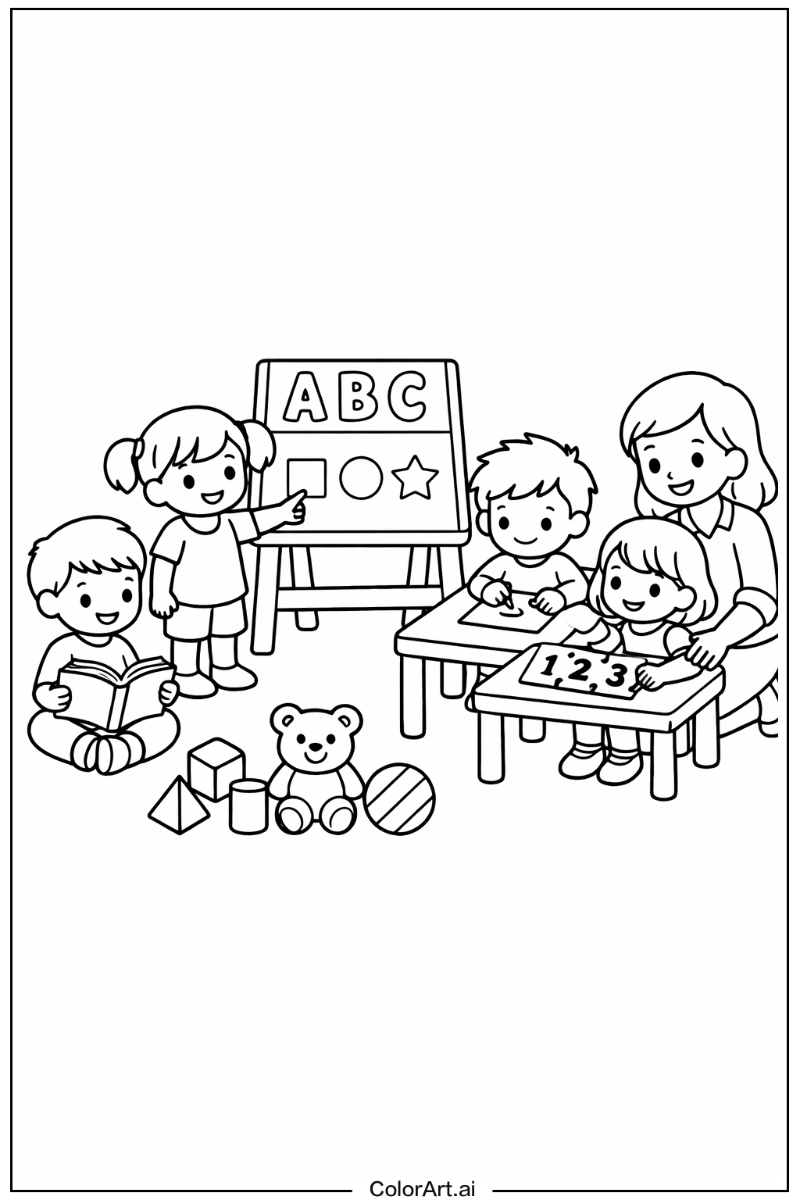 Kindergarten with Kindergarten children learning Theme 2