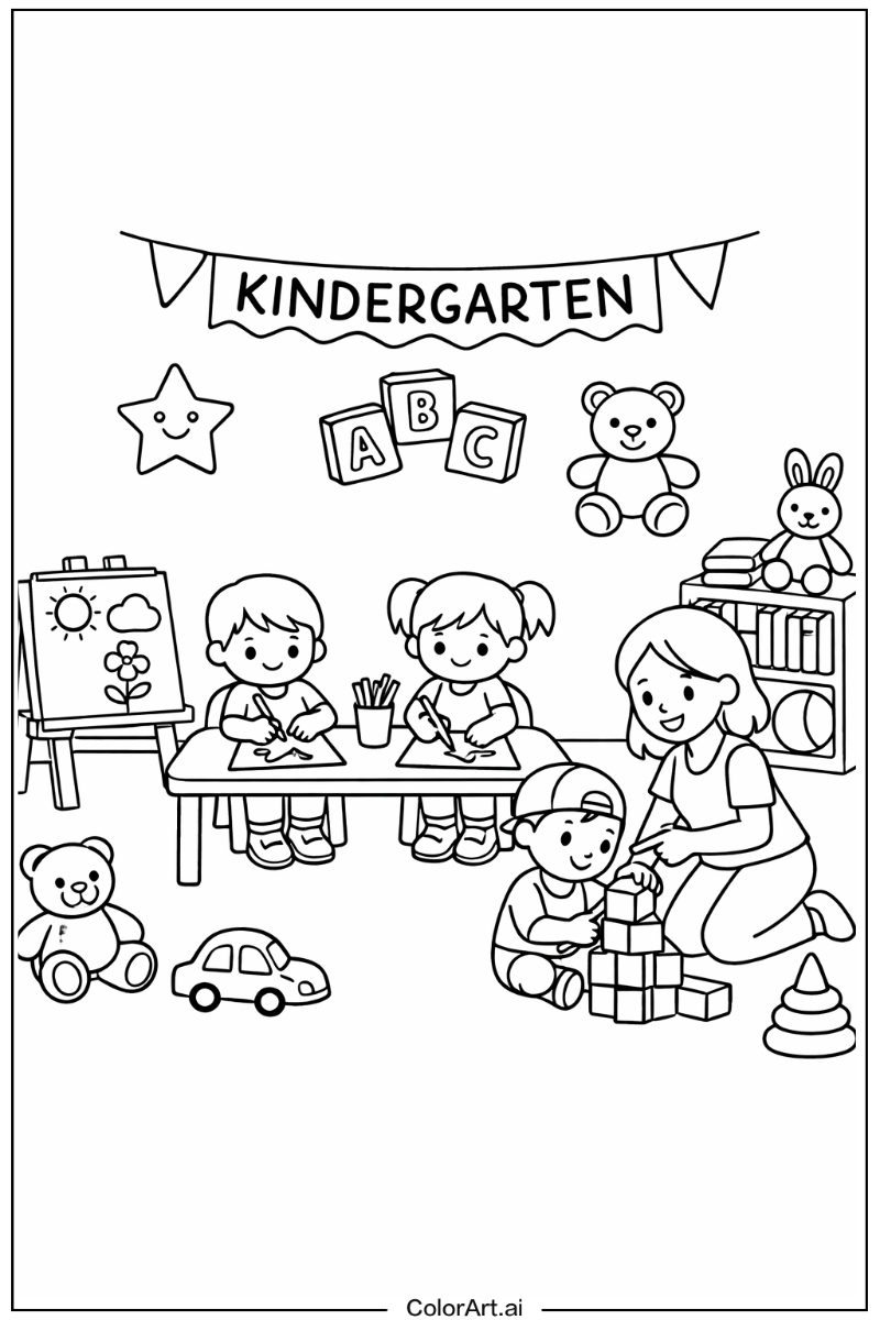 Kindergarten school scene Kindergarten Design