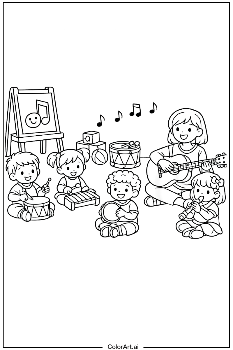 Kindergarten with Kindergarten music class Theme