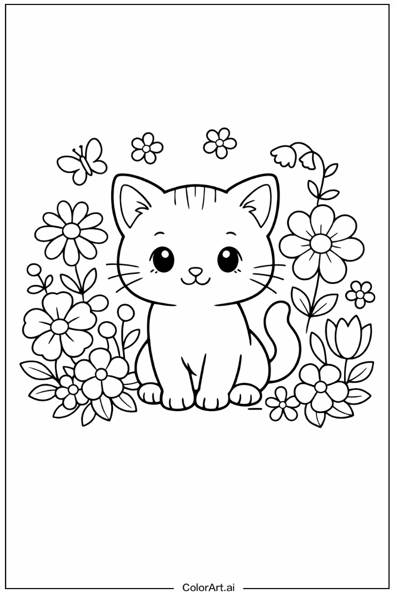 Kitten with Flowers 4