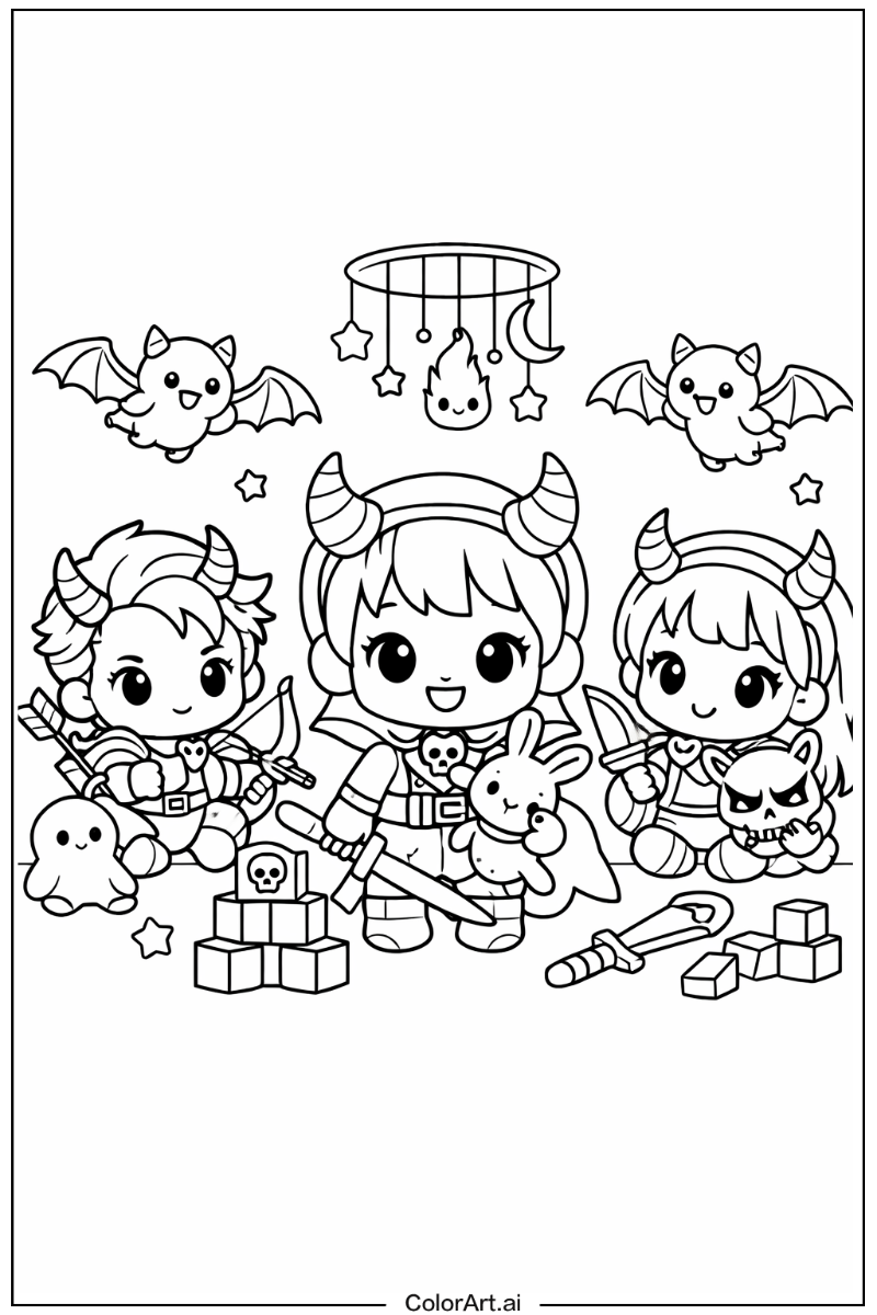 Baby saja daycare scene KPop Demon Hunters Baby Saja Design
