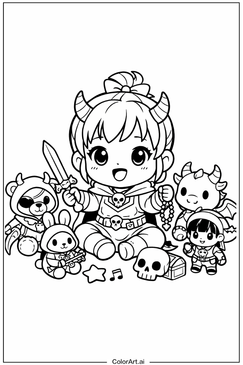 Baby saja with toys KPop Demon Hunters Baby Saja Design