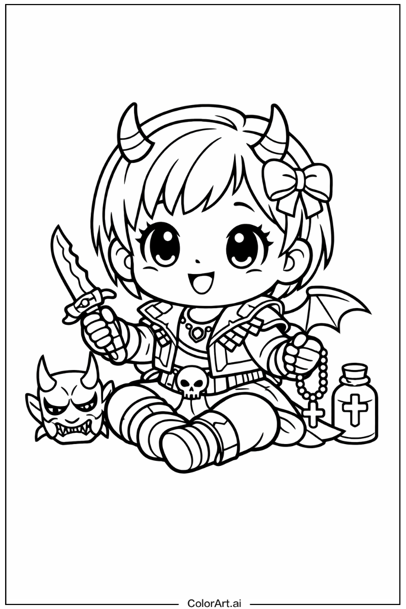 KPop Demon Hunters Baby Saja with Baby saja sitting Theme