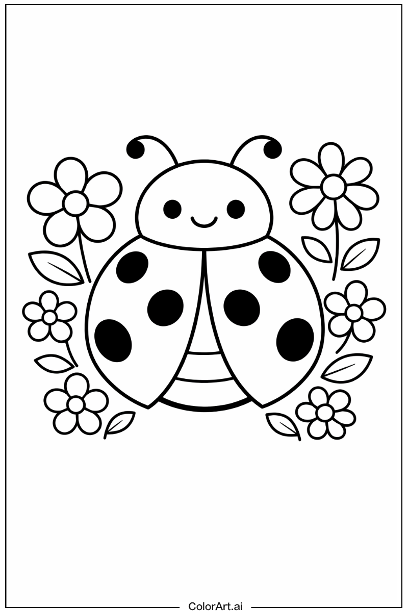Ladybug with Flowers 2