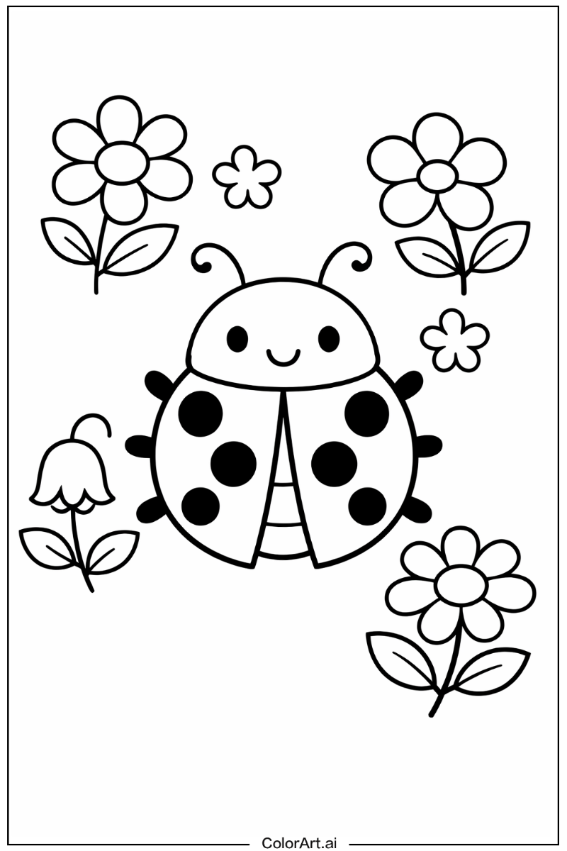Ladybug with Flowers 3