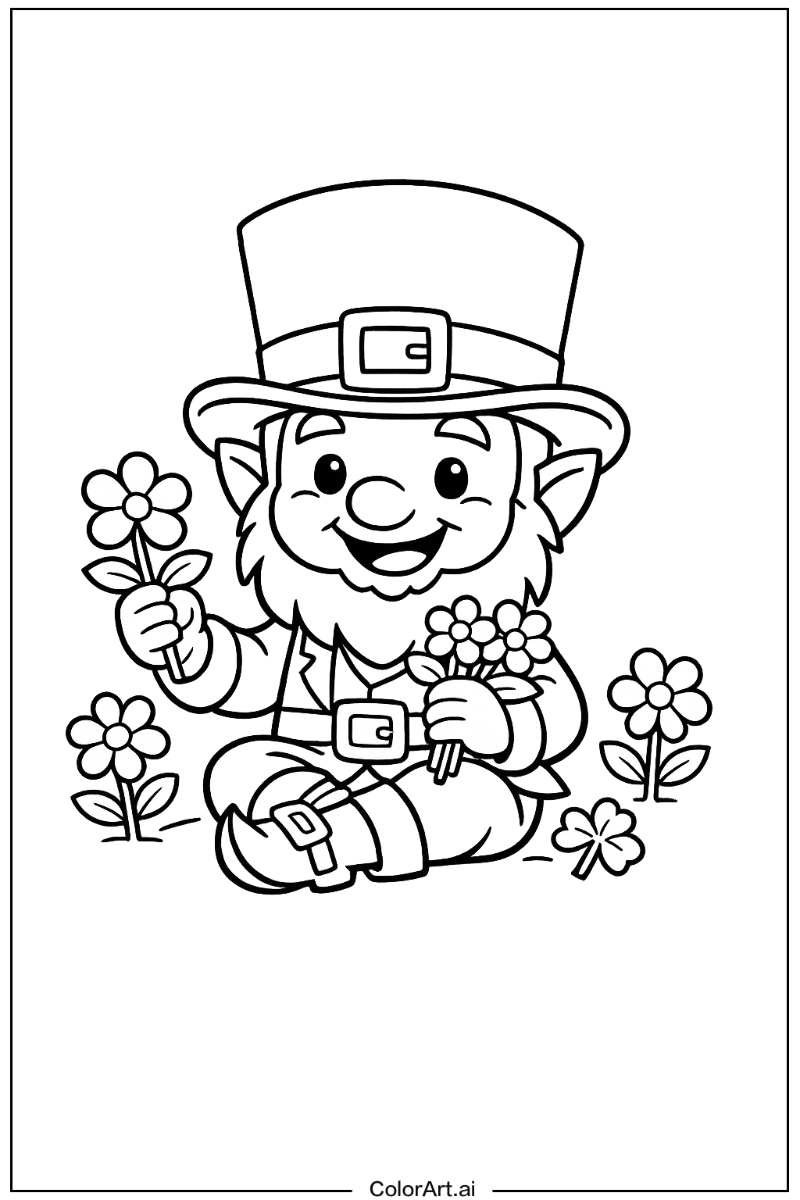 leprechaun with Flowers 3