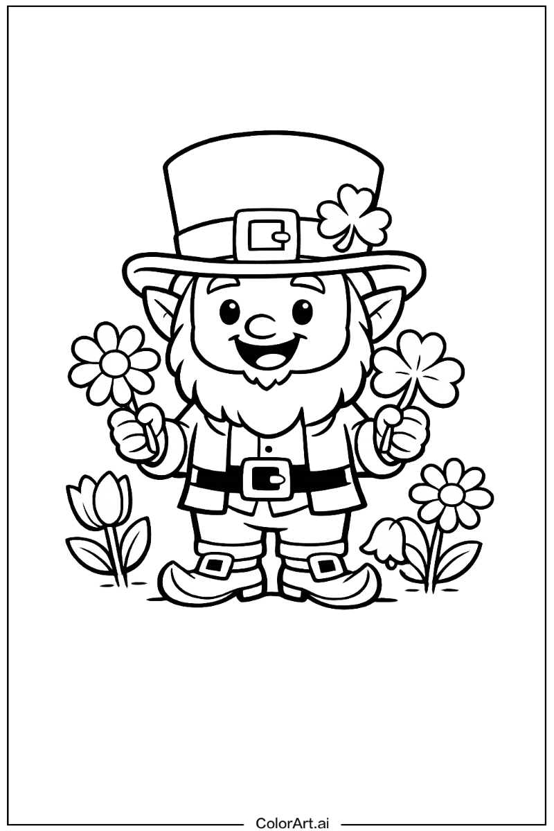 leprechaun with Flowers 1