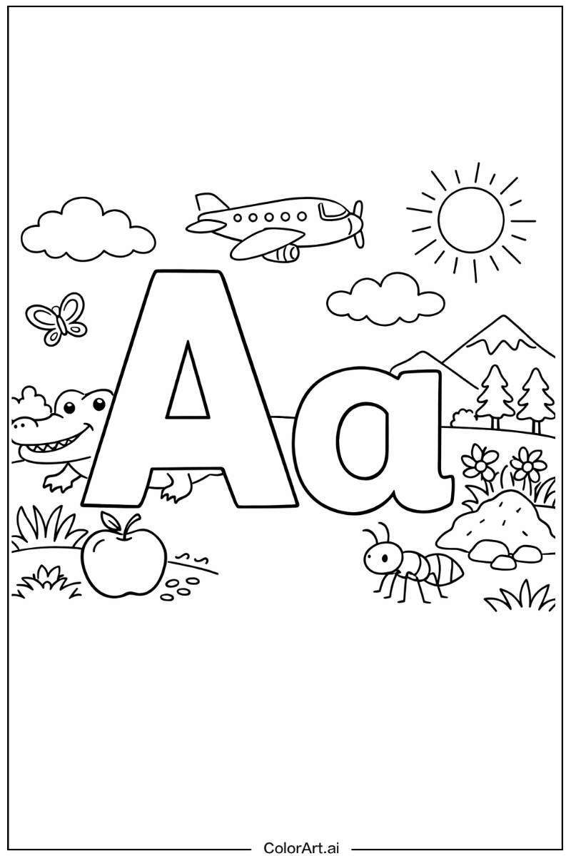 Outline letter a Letter A Scene