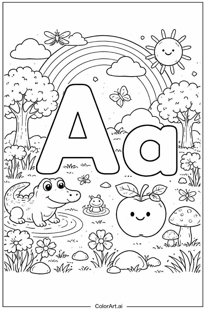 Letter A with Trace letter a Theme