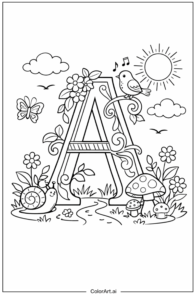 Decorated letter a Letter A Scene