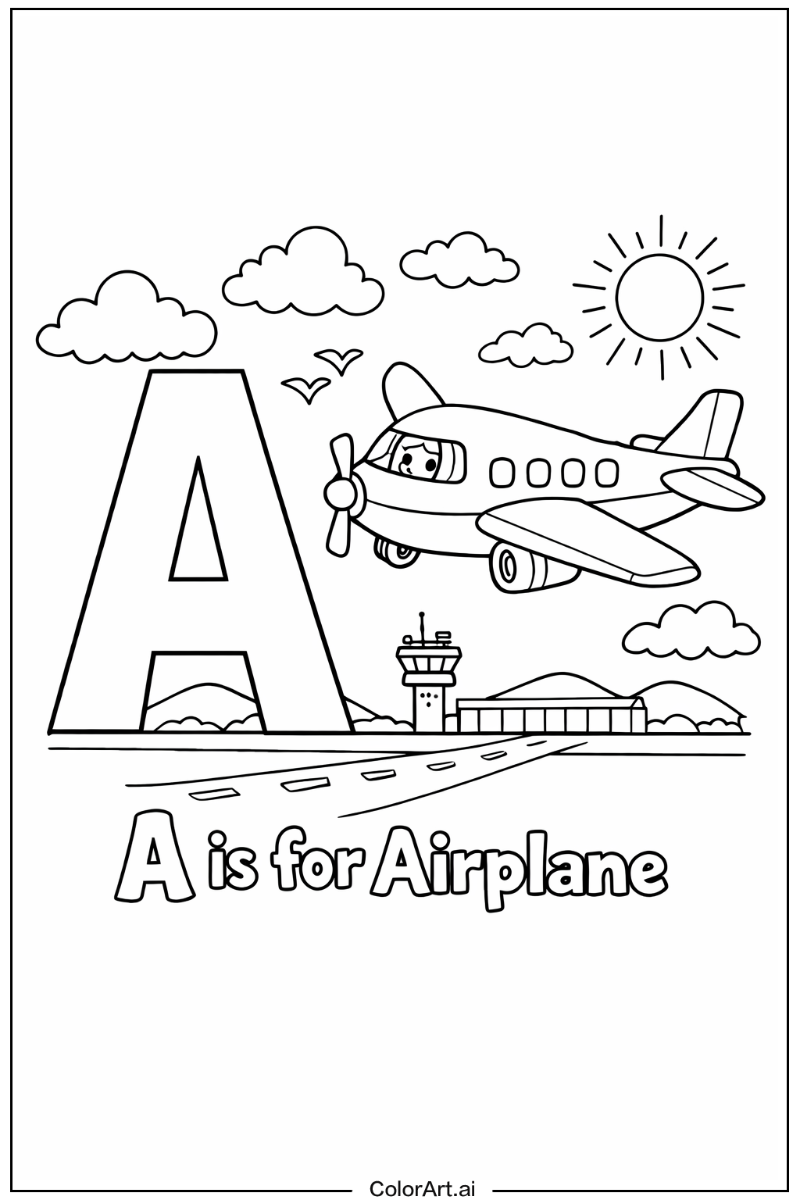 A is for airplane Letter A Design