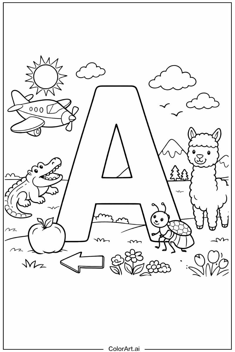 Outline letter a Letter A Scene 2