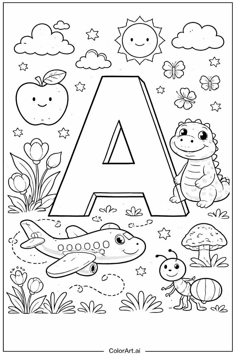 Letter A with Trace letter a Theme 2