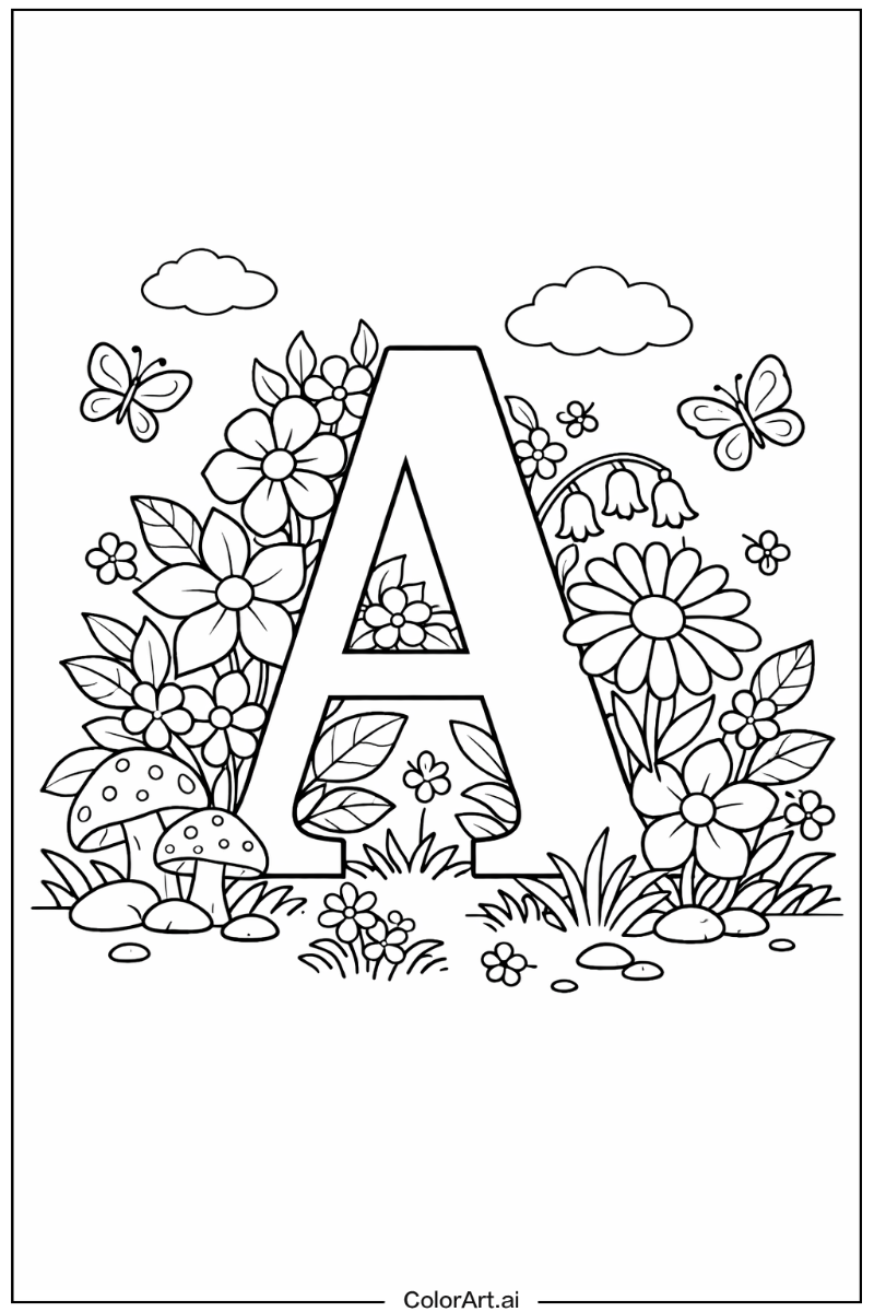 Letter A with Floral letter a Theme 2