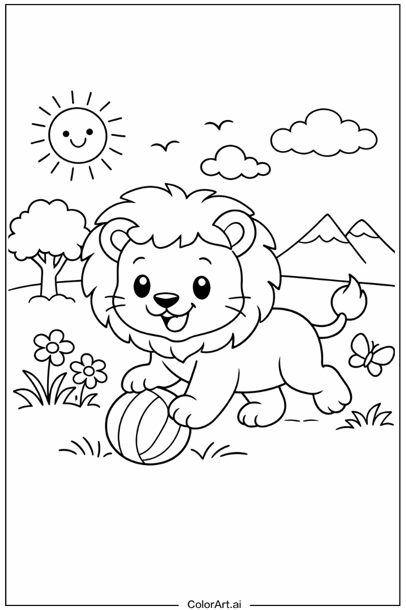 Lion Playing Outside 2