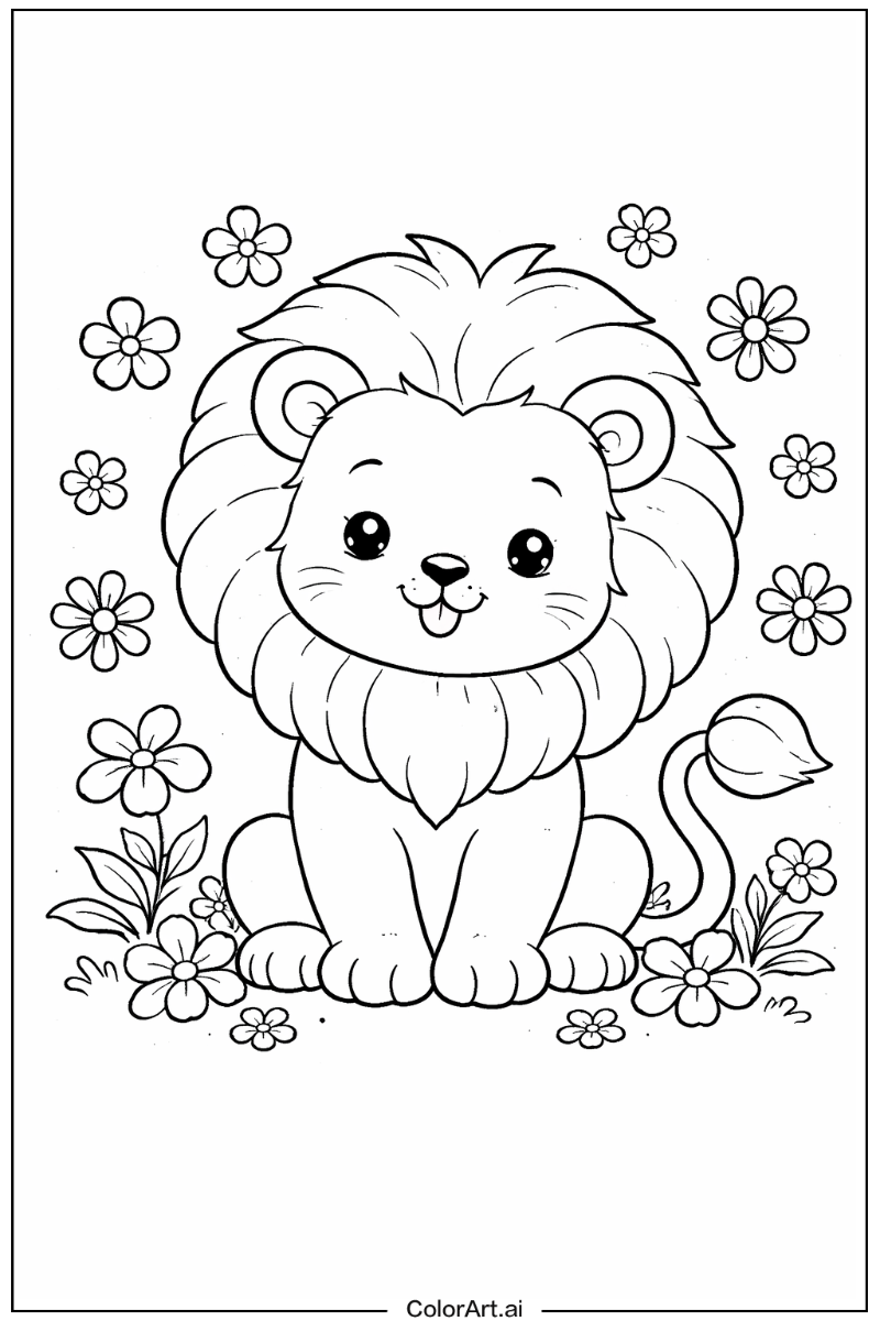 Lion with Flowers 2