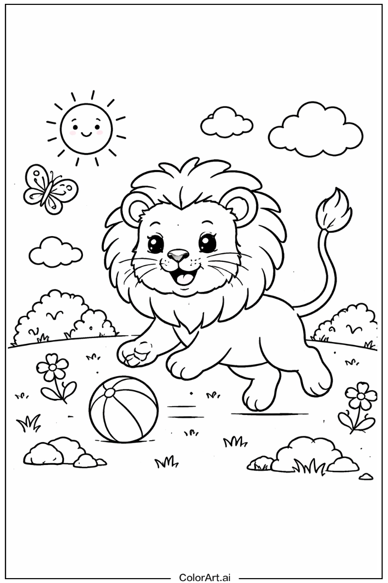 Lion Playing Outside 3