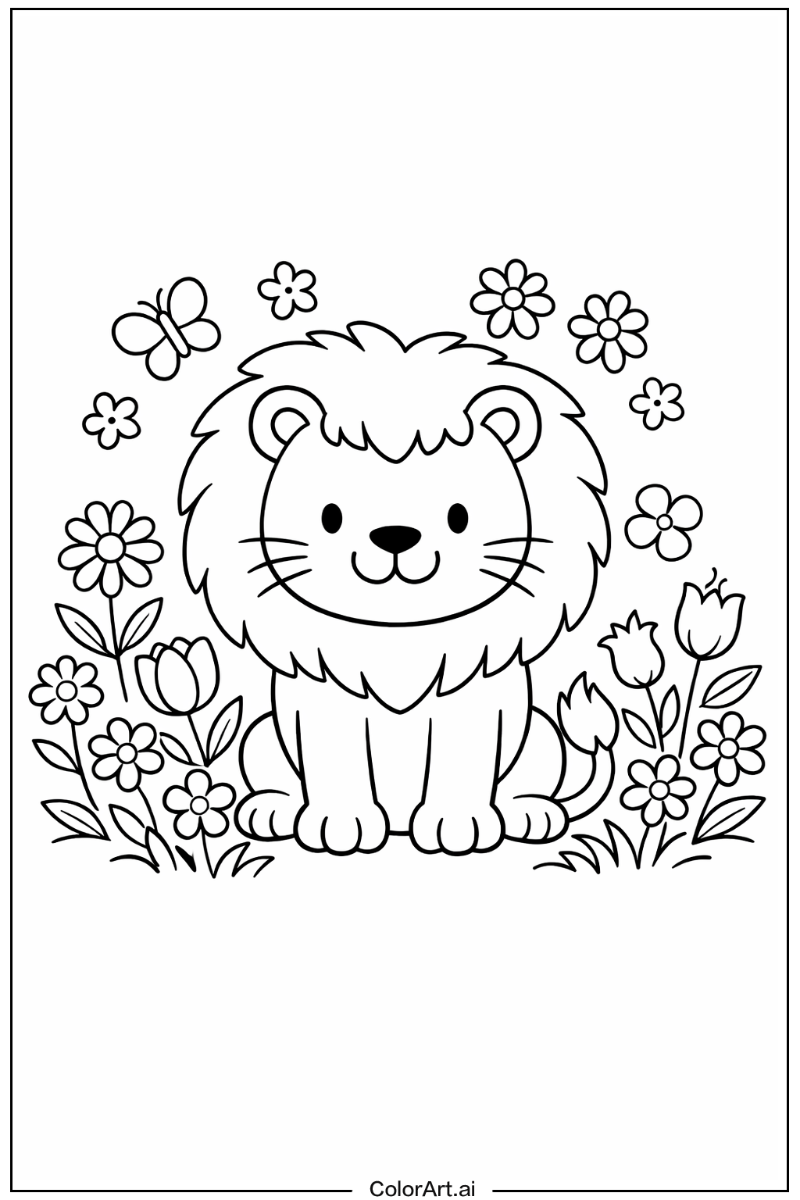 Lion with Flowers 3