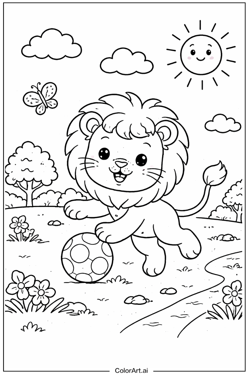 Lion Playing Outside