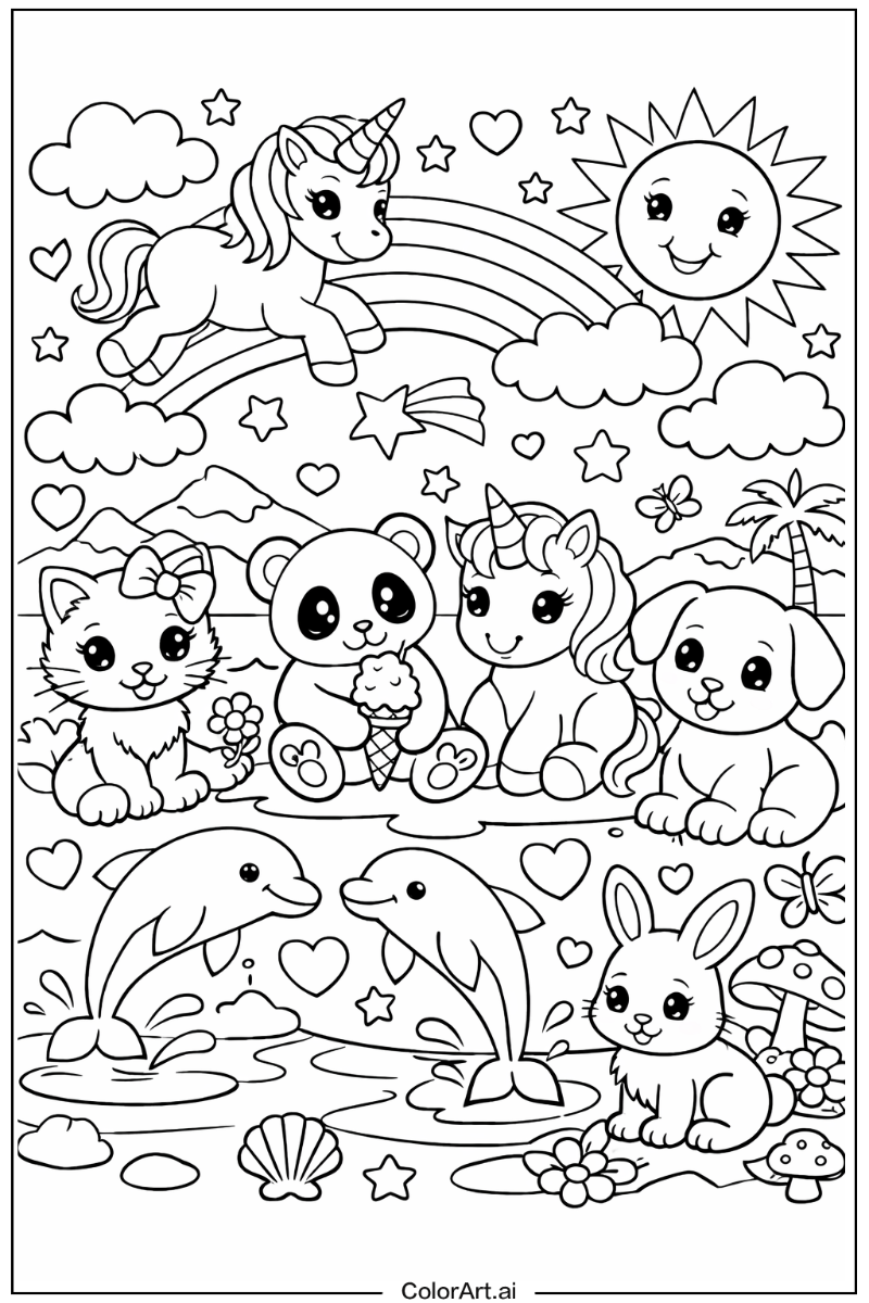 Cute animals Lisa frank Design