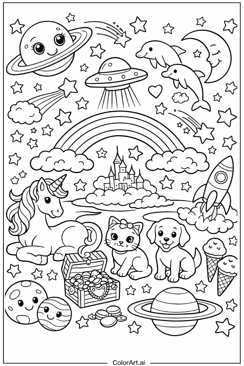 Cosmic background Lisa frank Design