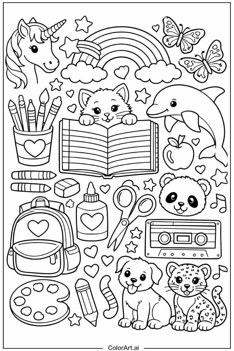 Lisa frank with School supplies Theme