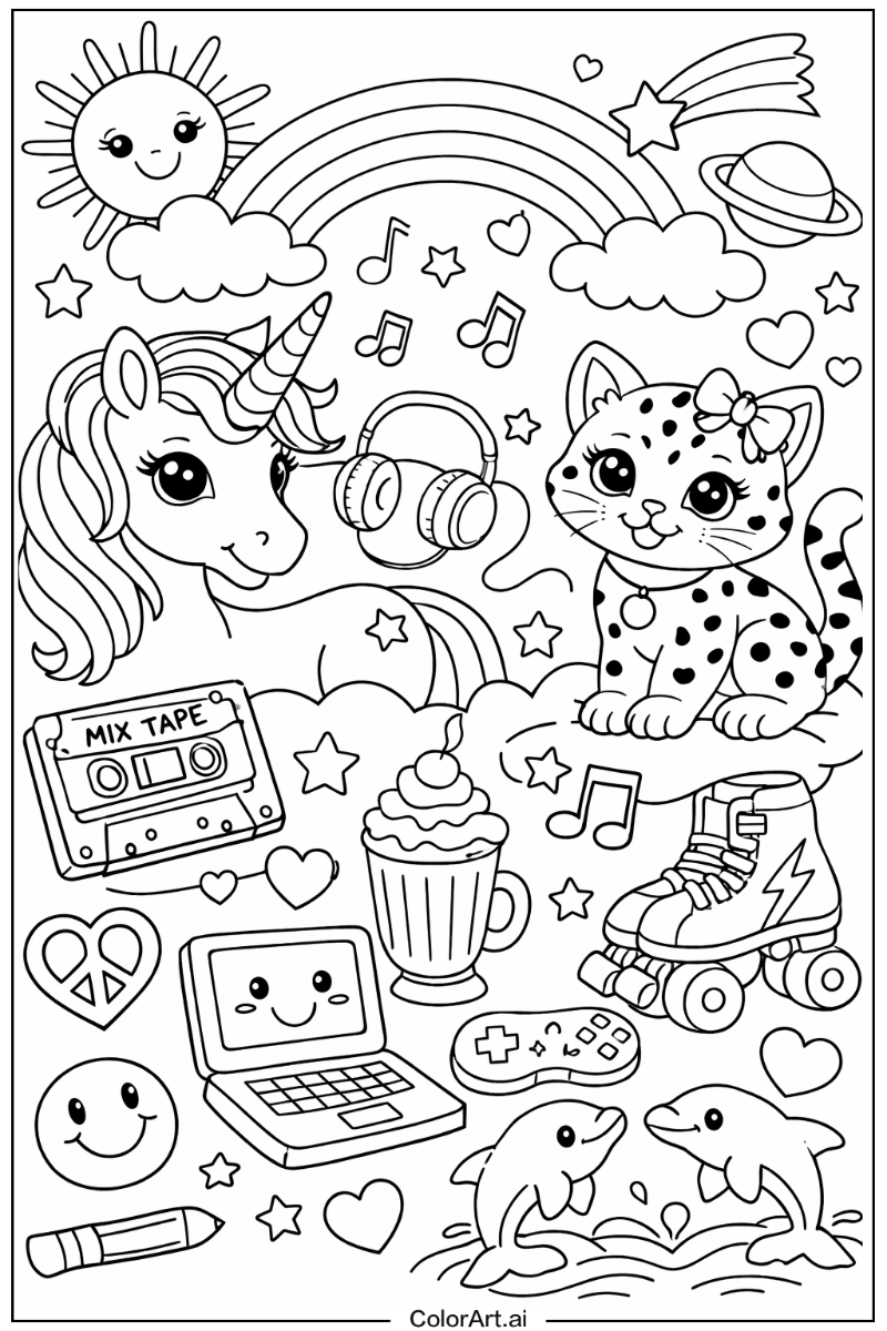 90s aesthetic Lisa frank Design