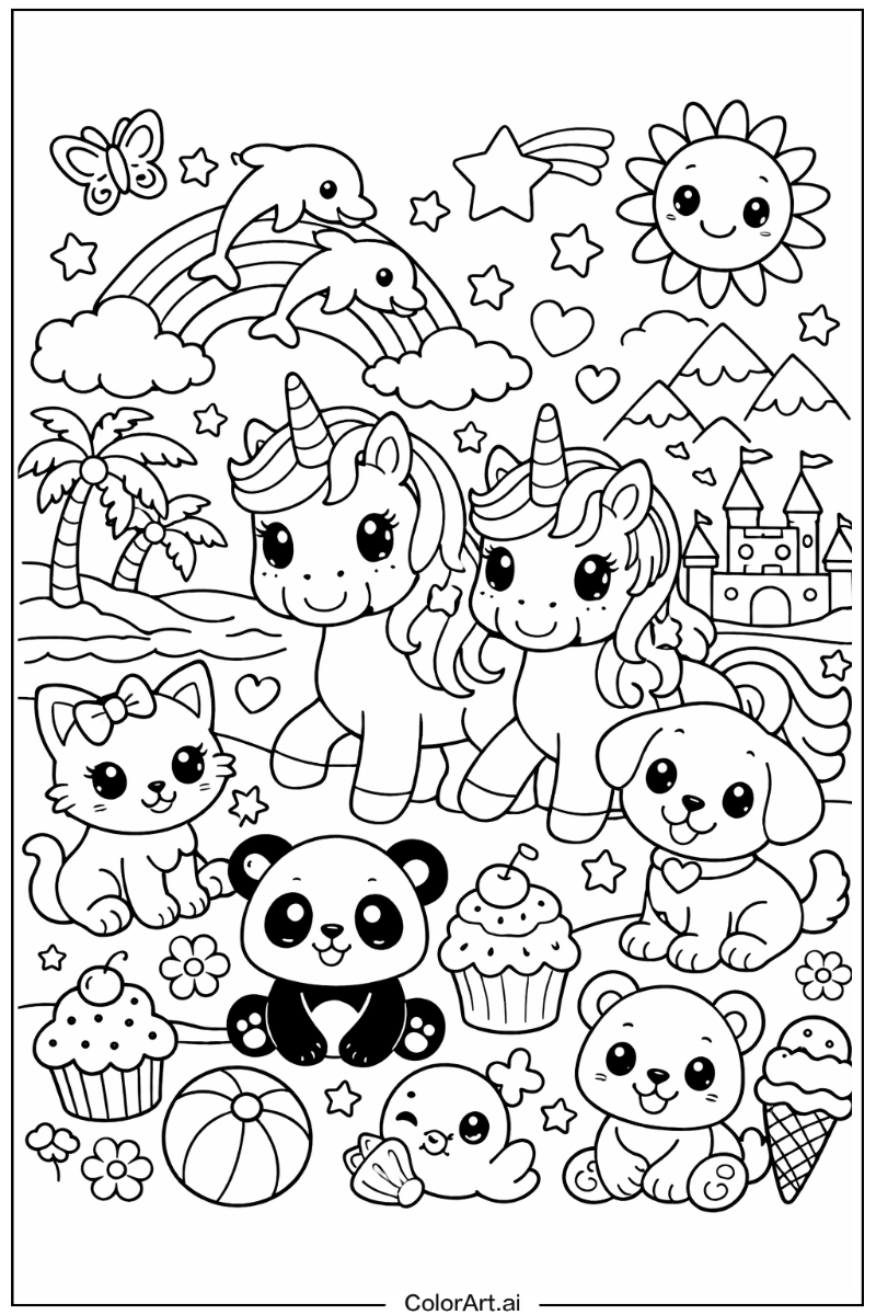 Kawaii style Lisa frank Scene