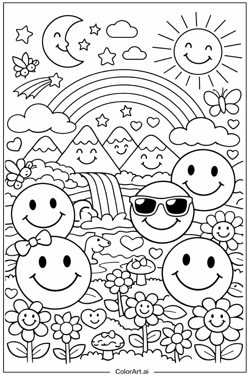 Smiley faces Lisa frank Scene