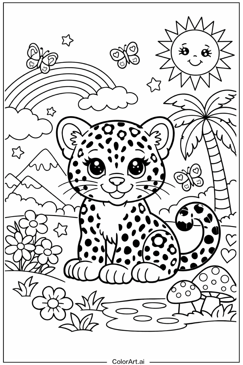 Leopard Lisa frank Scene