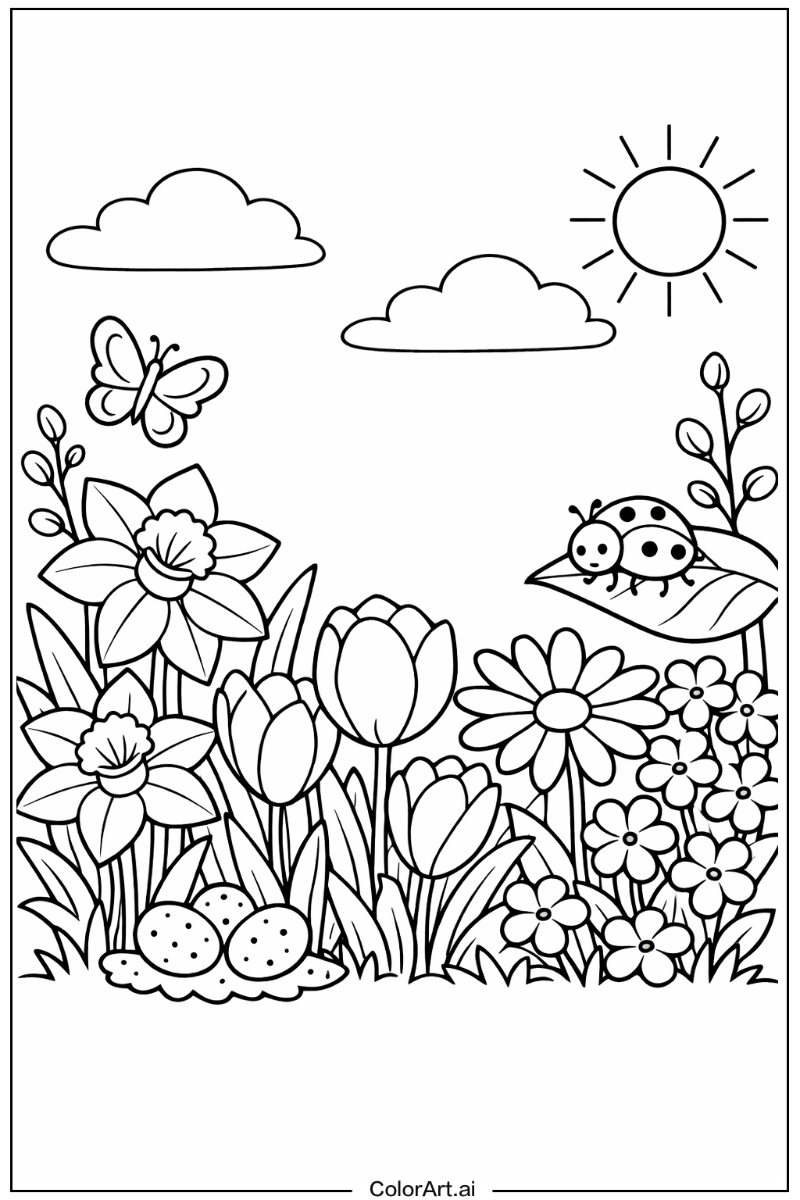 Blooming flowers March Scene