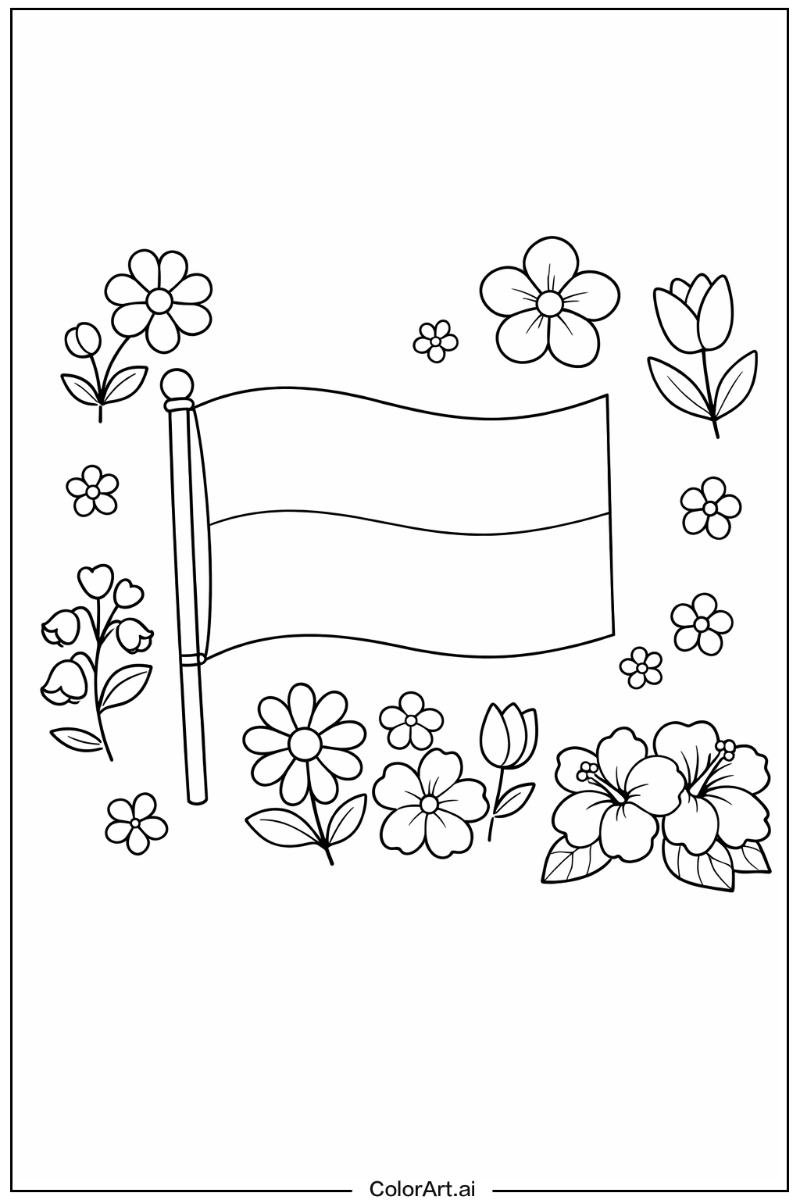 monaco flag with Flowers 1