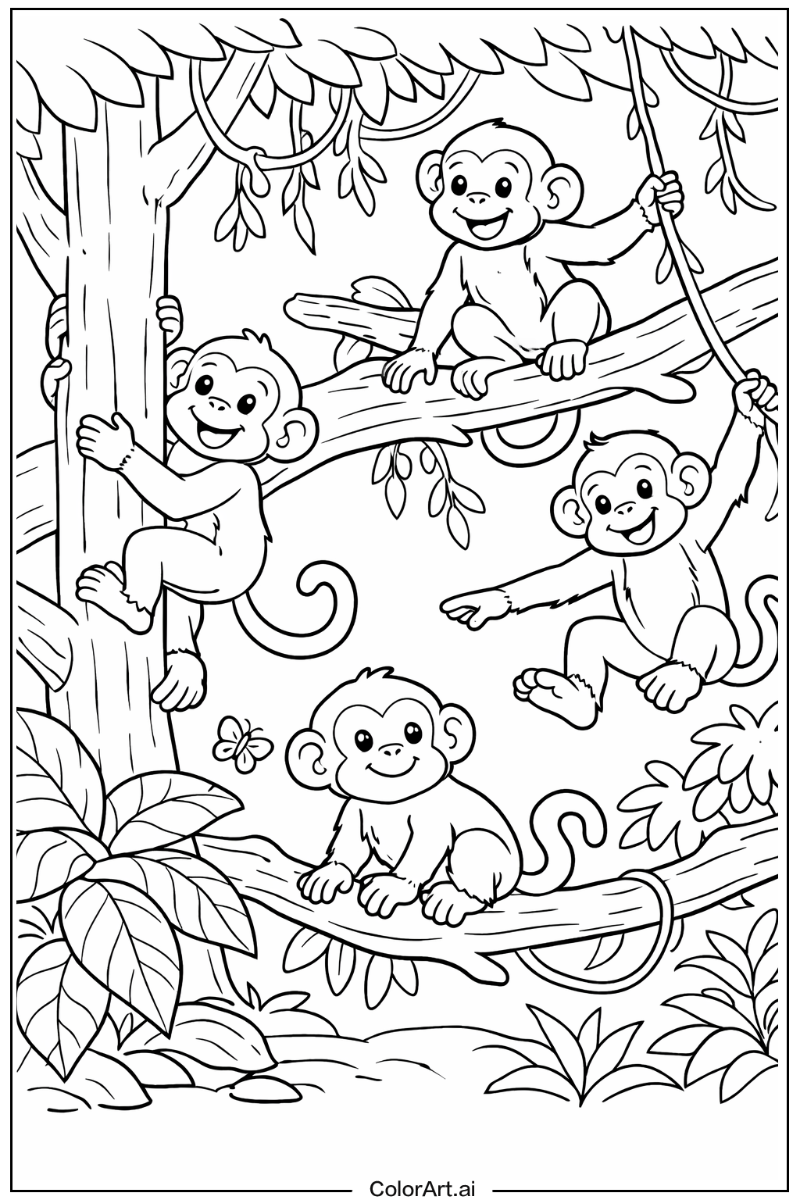 Climbing trees Monkey Scene