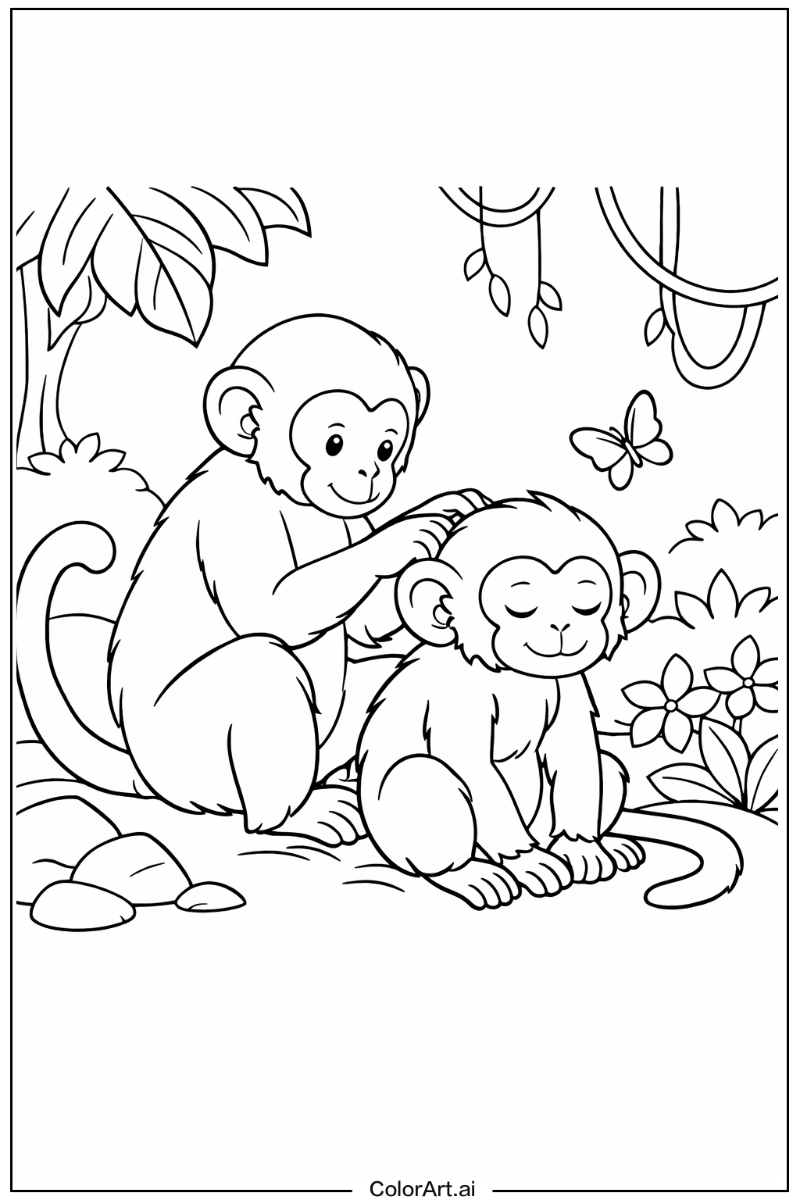 Monkey with Grooming Theme