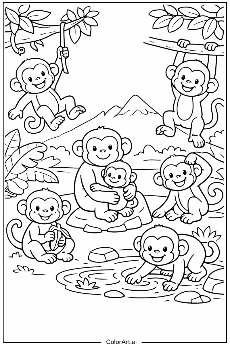 Group of monkeys Monkey Scene