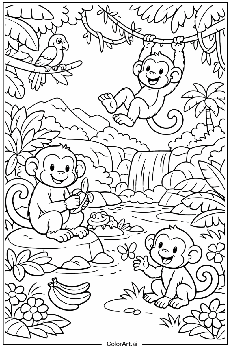 Monkey with Jungle scene Theme