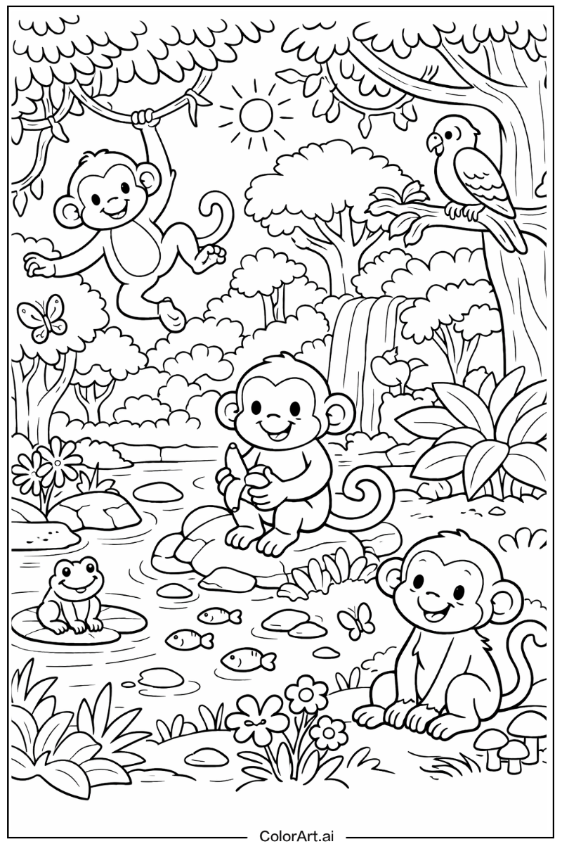 Forest scene Monkey Design