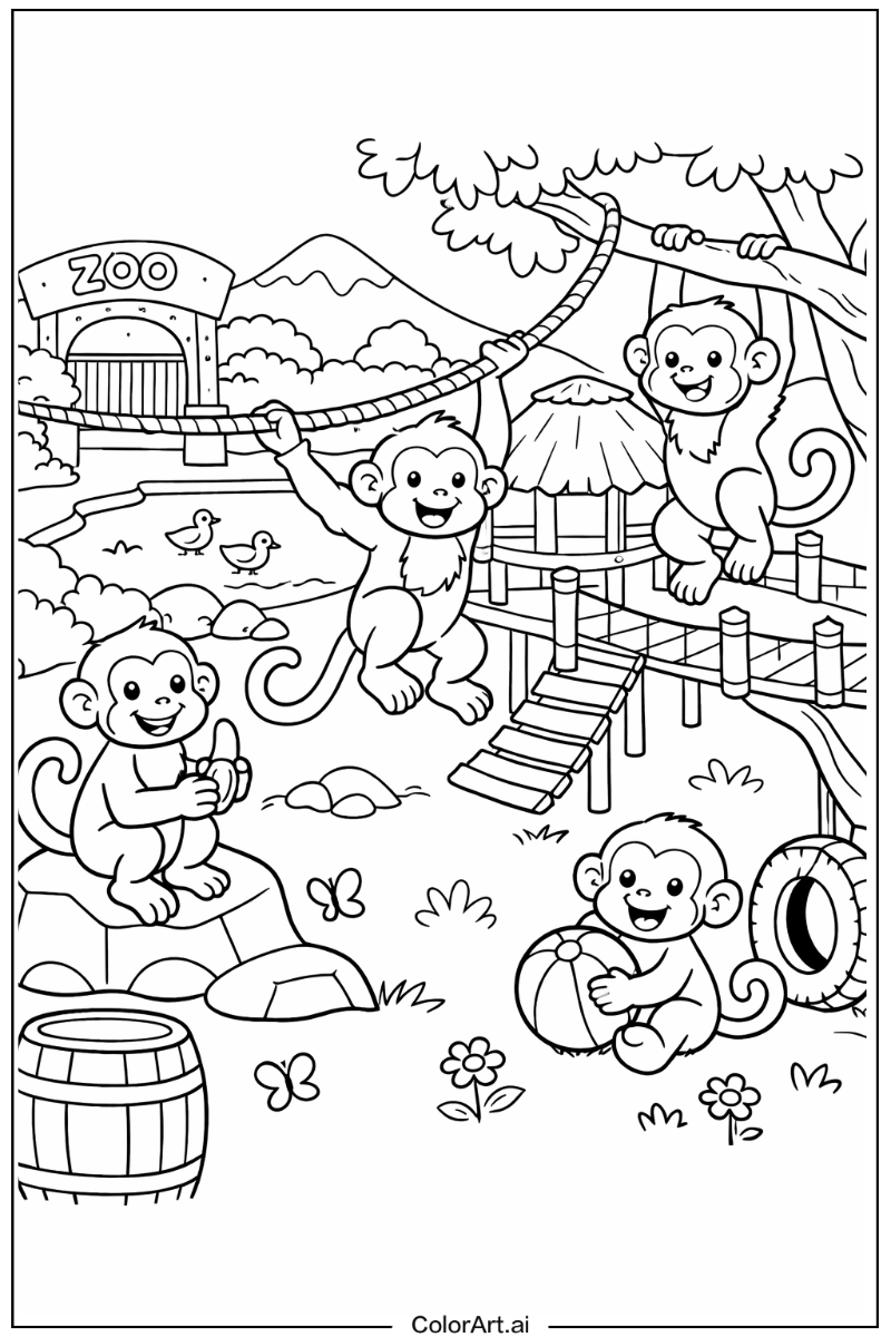 Zoo scene Monkey Scene