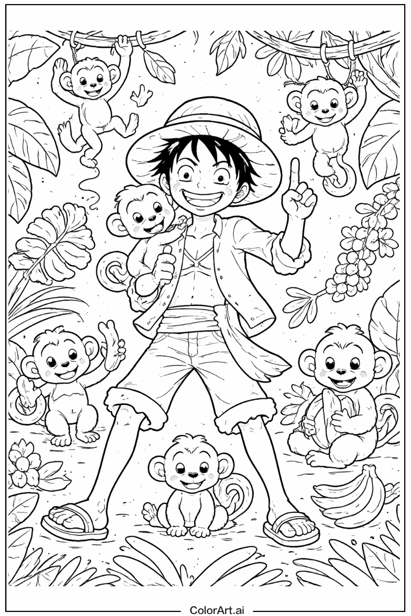 Monkey with Monkey d luffy Theme