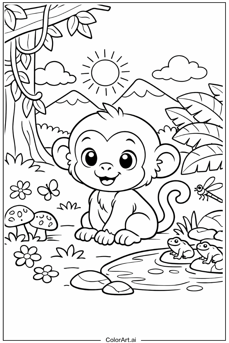 Young monkey Monkey Design