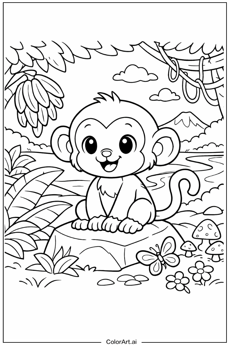 Cartoon monkey Monkey Scene