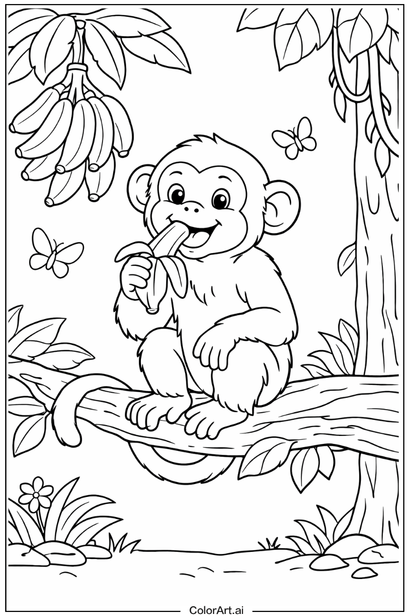 Eating banana Monkey Design 2