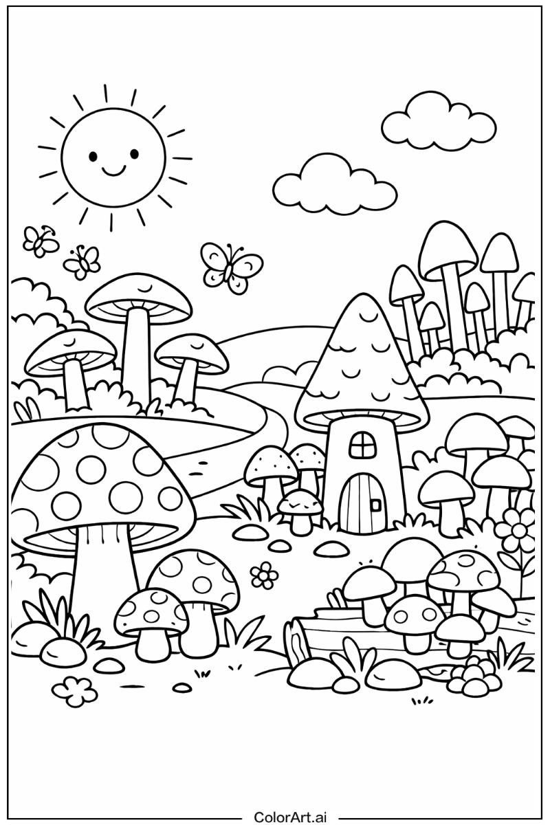 Mushroom with Cartoon mushroom Theme