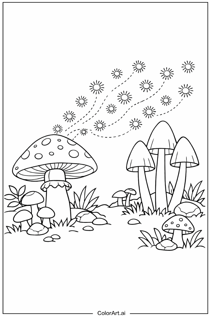 Spores Mushroom Design 2