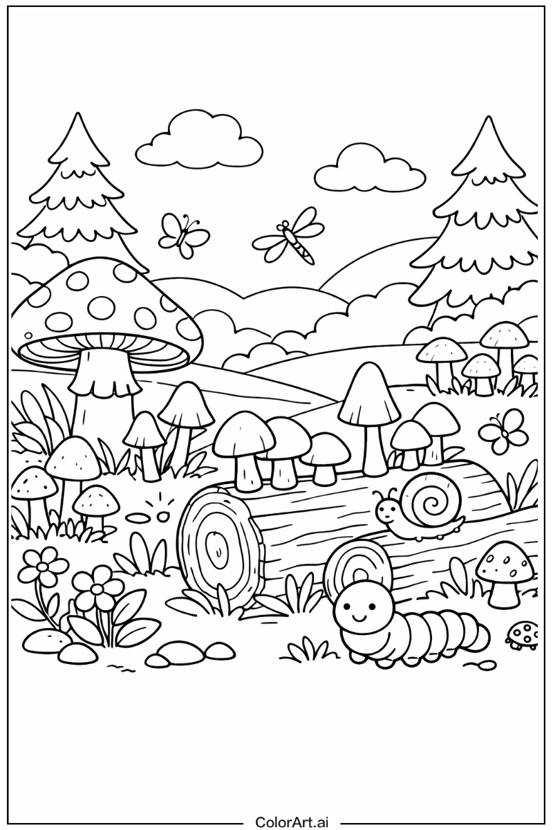 Woodland Mushroom Scene 2